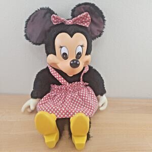 Vintage Applause 13" Minnie Mouse Plush With Plastic Face Doll- Walt Disney